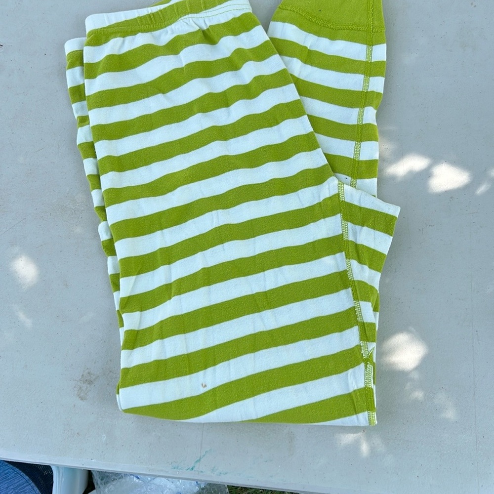 Green and White Striped Kids Pajamas